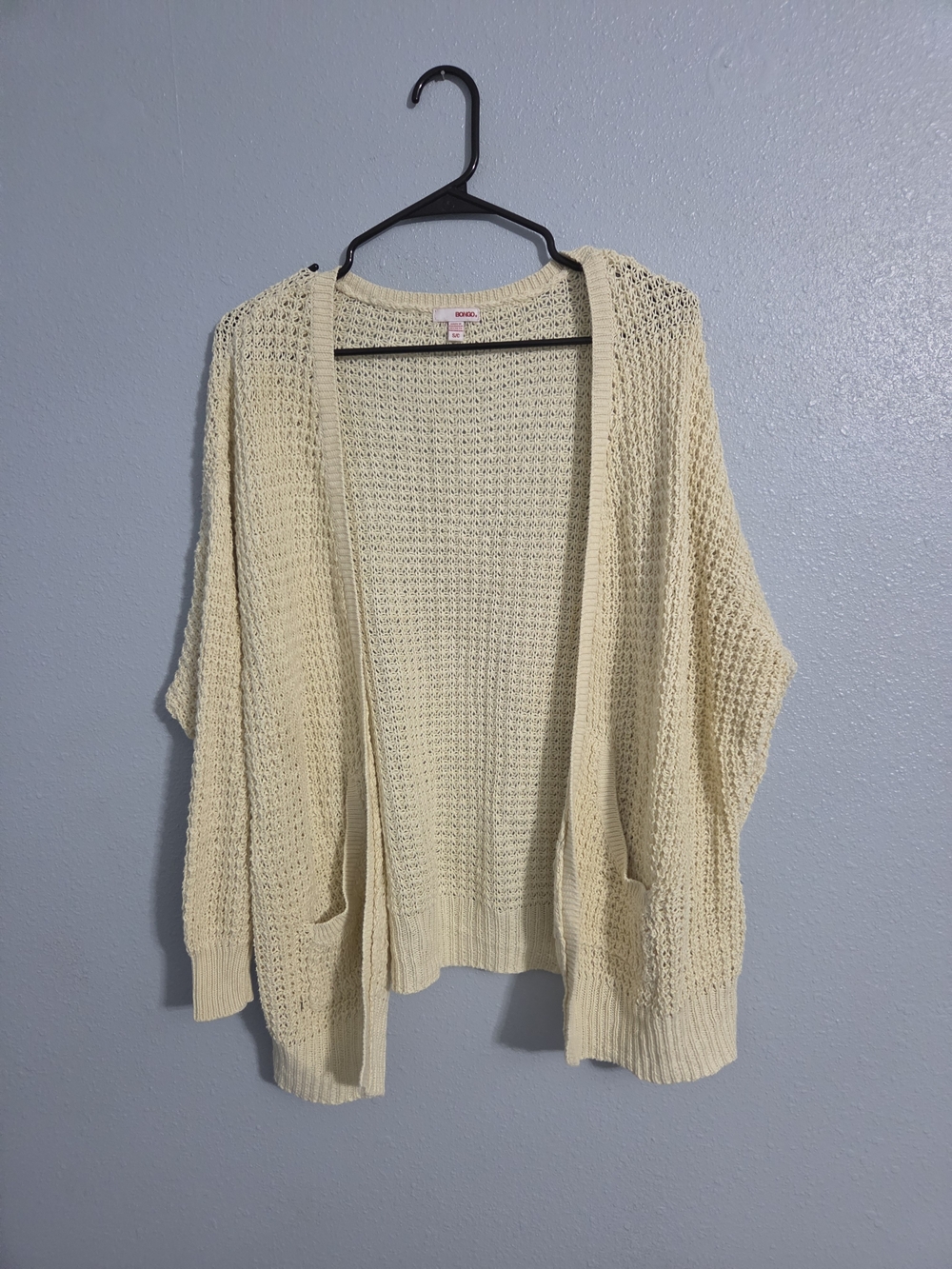 BONGO Open-Front Cream Crochet Cardigan #95